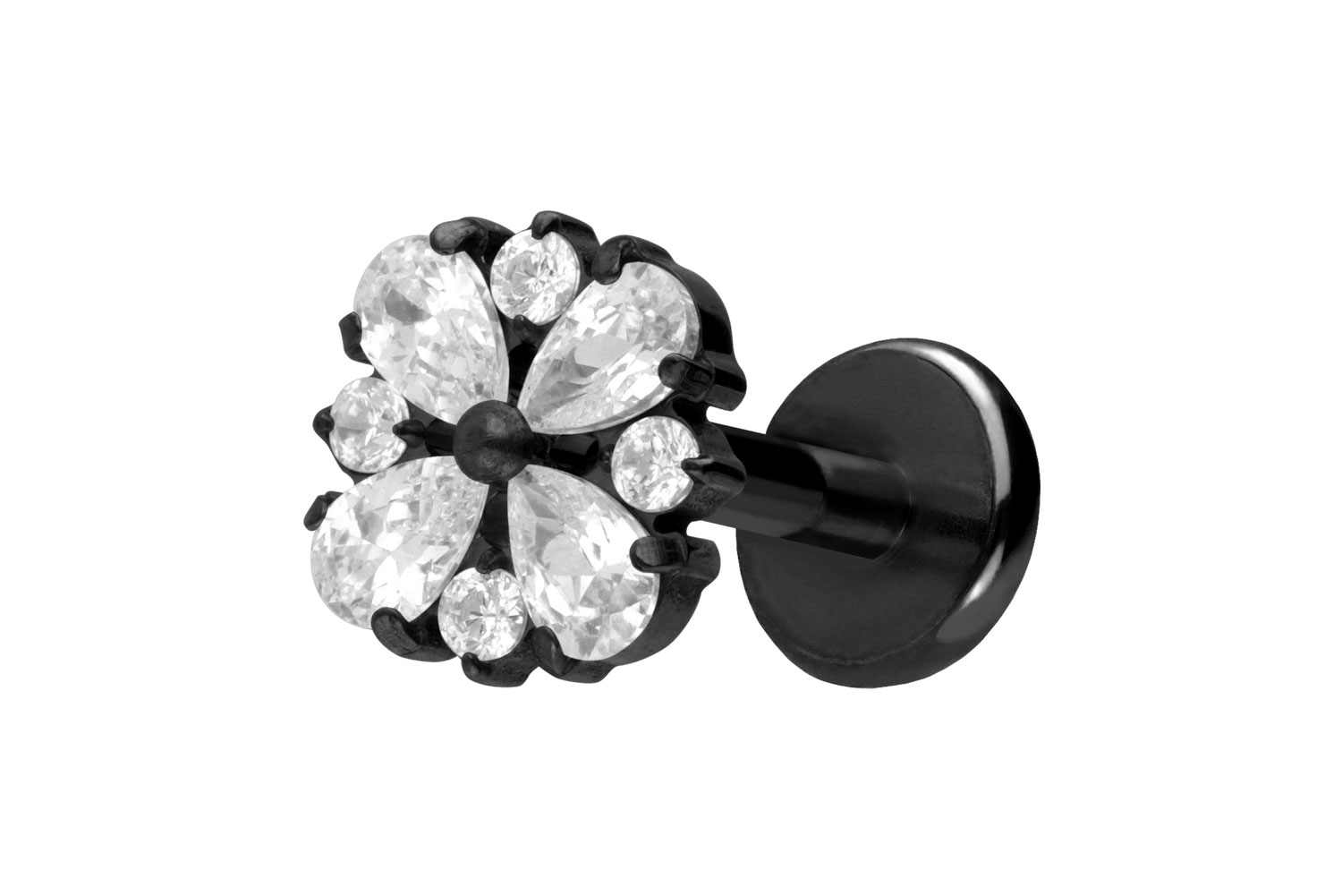 Titan Labret Piercing mit Push Fit KRISTALLORNAMENT